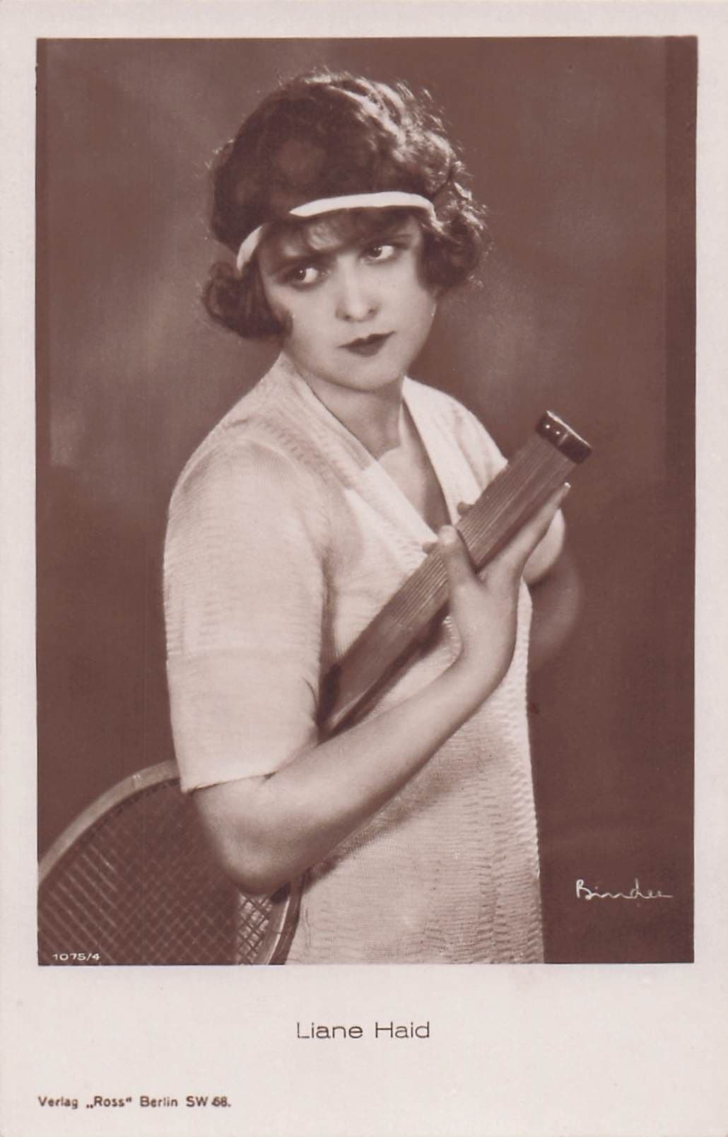 Liane Haid Austria Film Cinema Star & Tennis Racket Old Real Photo Postcard