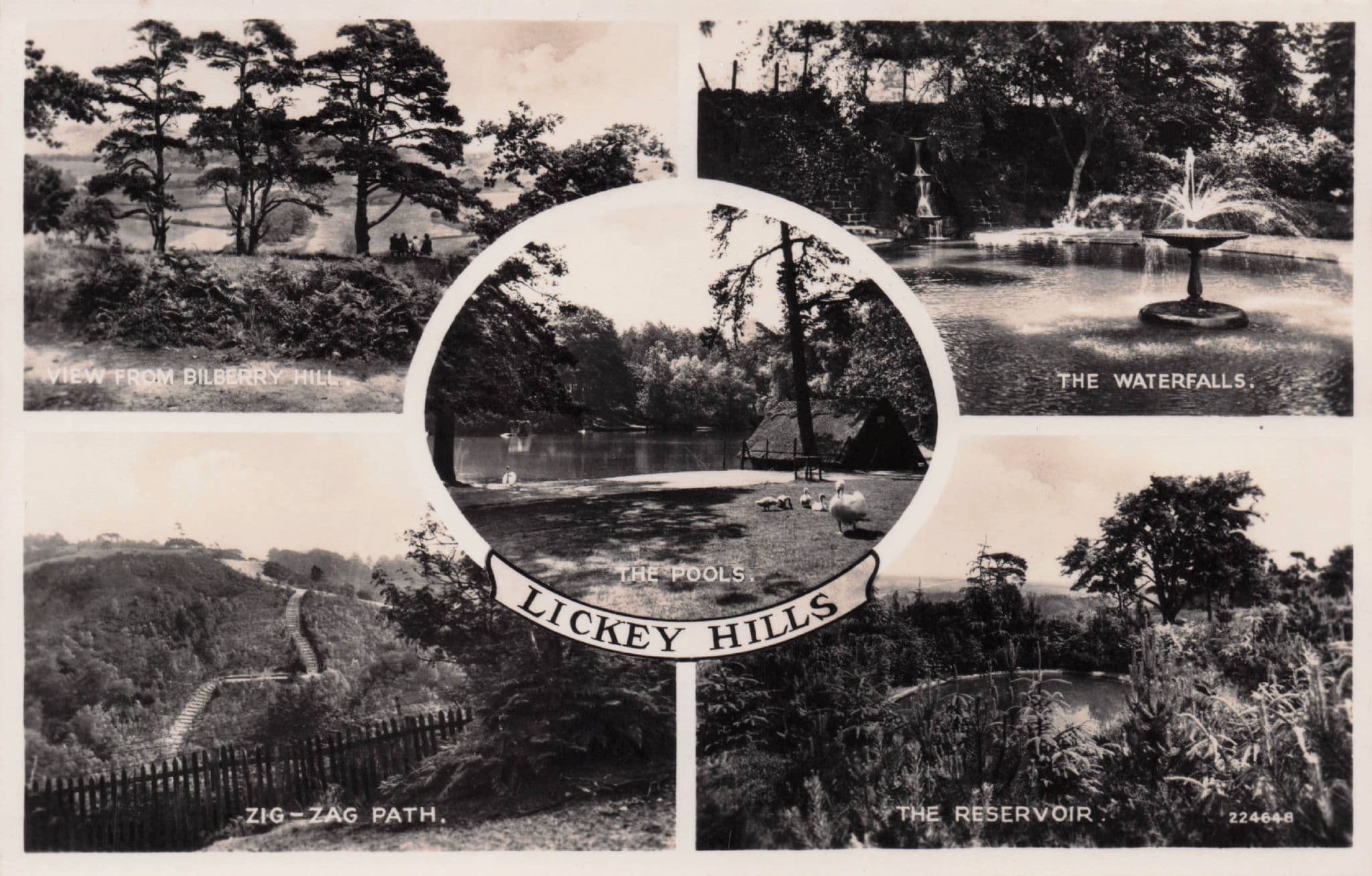 Lickey Hills Birmingham Reservoir Bilberry Hill Valentines RPC Postcard