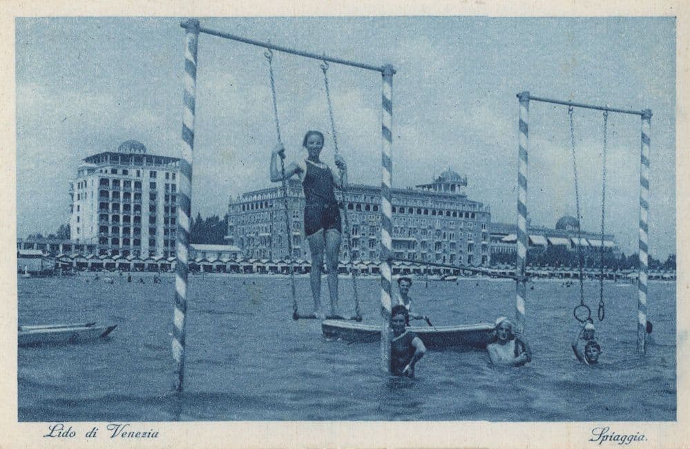 Lido De Venezia Swings Water Park Rides in Sea Italian Postcard
