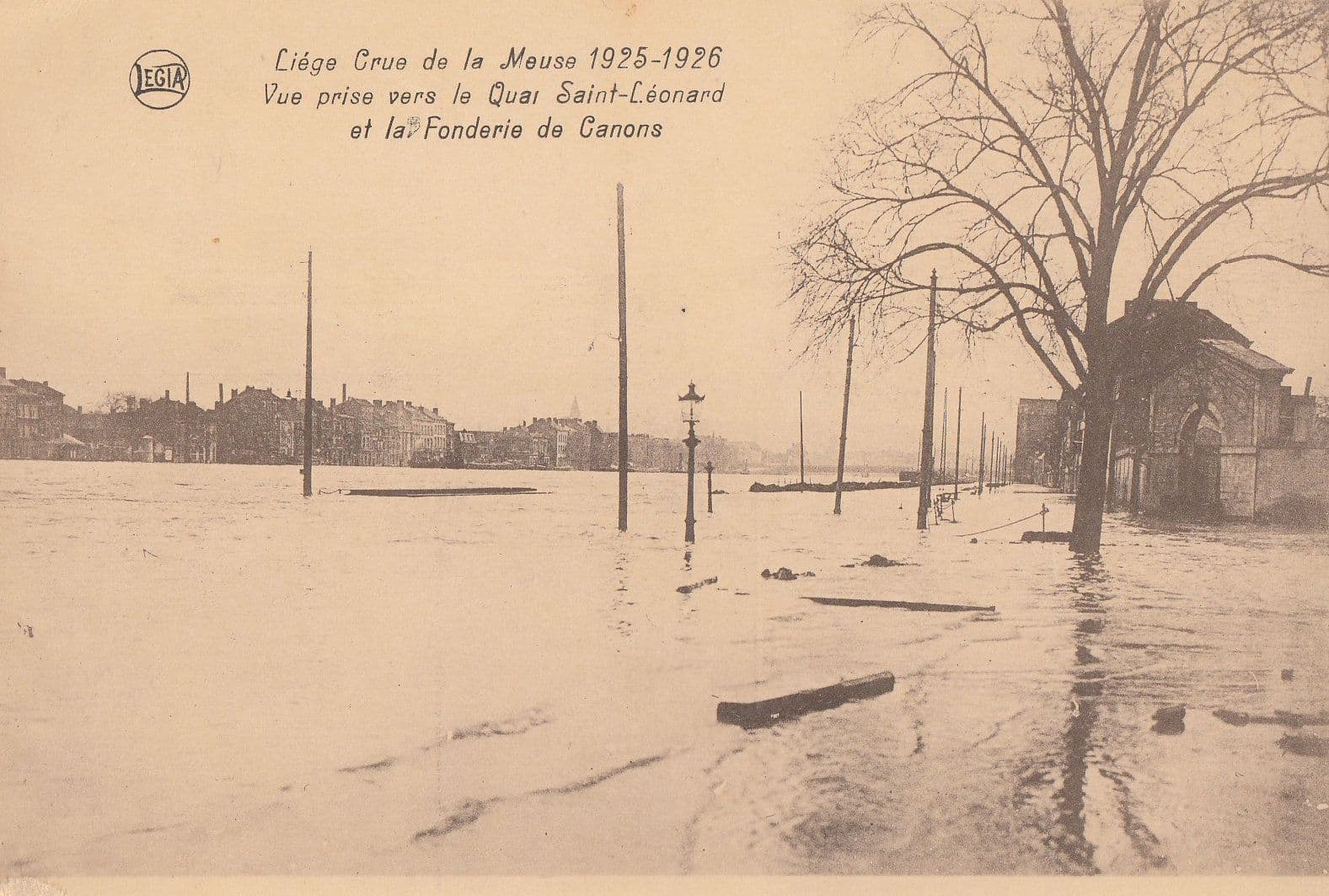 Liege Saint Leonard La Fonderie De Canons Belgium Floods Disaster Postcard