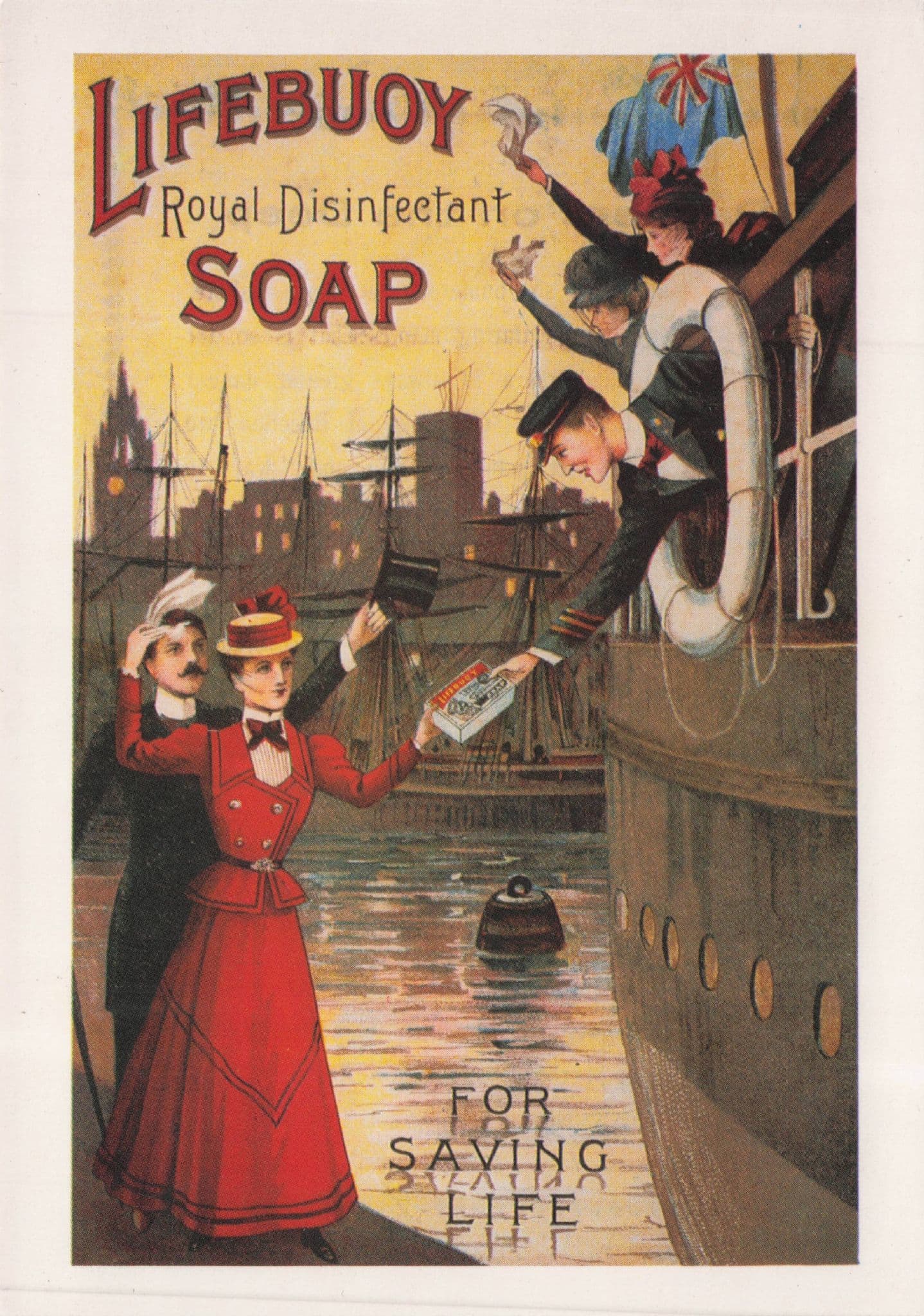 Lifebuoy Royal Disinfectant Soap Ship Saving Life Advertising Postcard