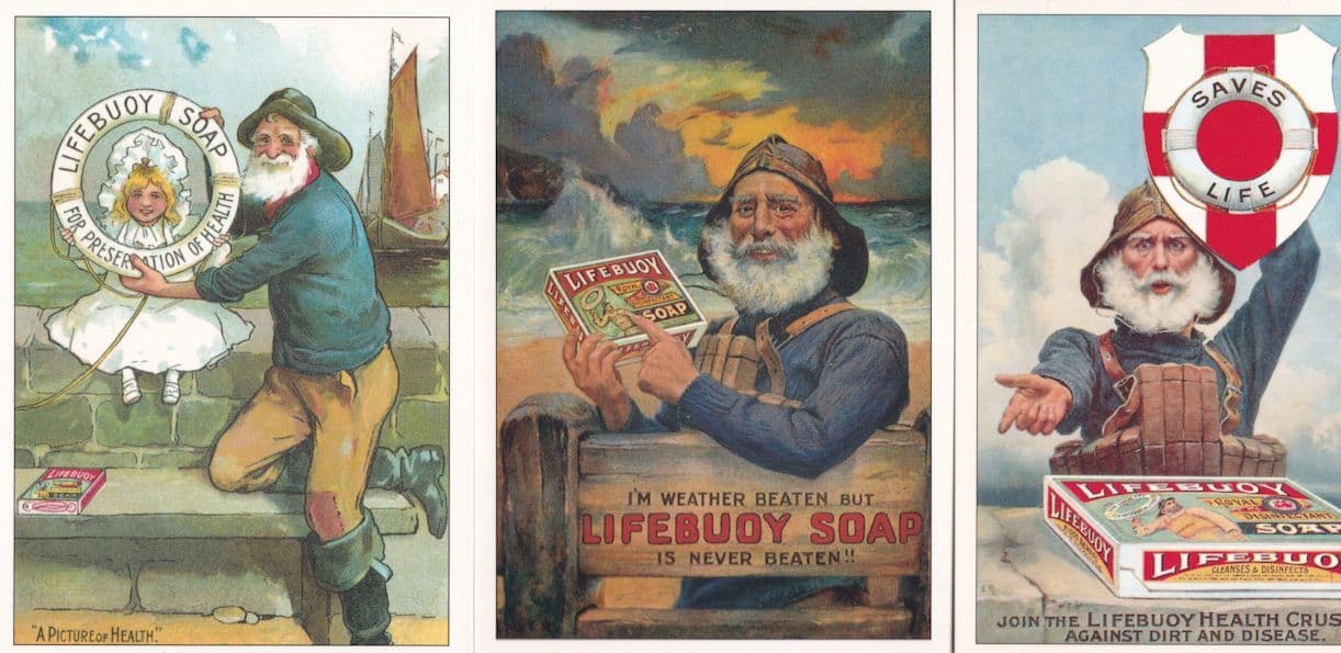 Lifebuoy Soap Sailor 3x Ship Advertising Postcard s