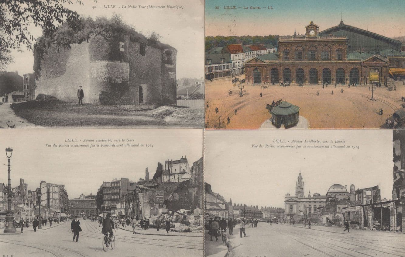 Lille La Gare Avenue Faldherde Cycle Tour Guide 4x French Old Postcard s