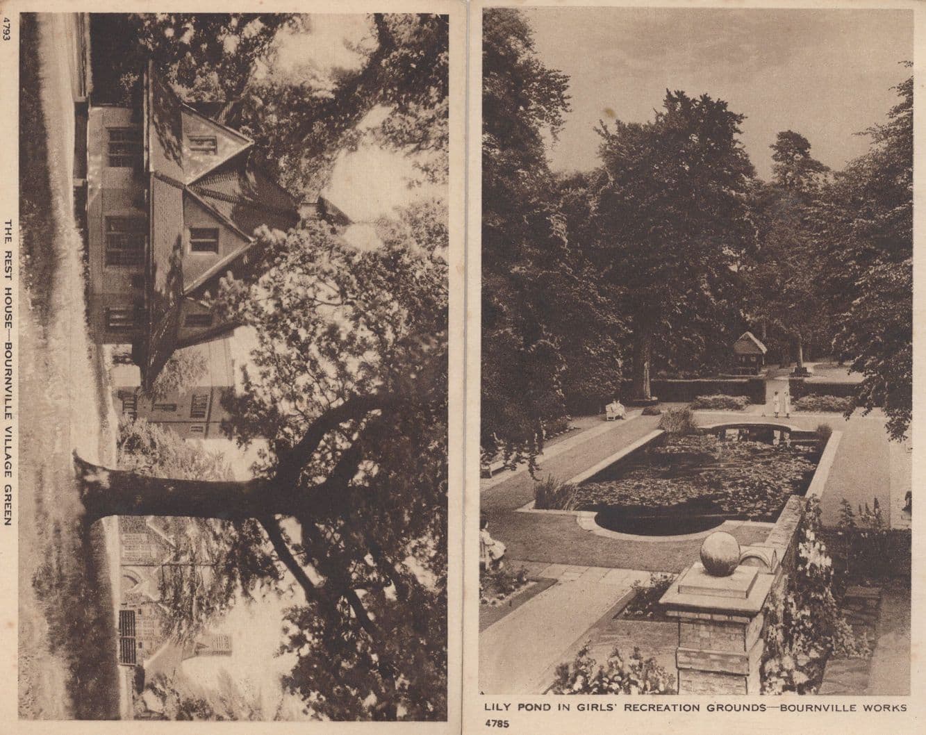 Lily Pond In Girls Recreation Grounds Bourneville Works Worcester Postcard