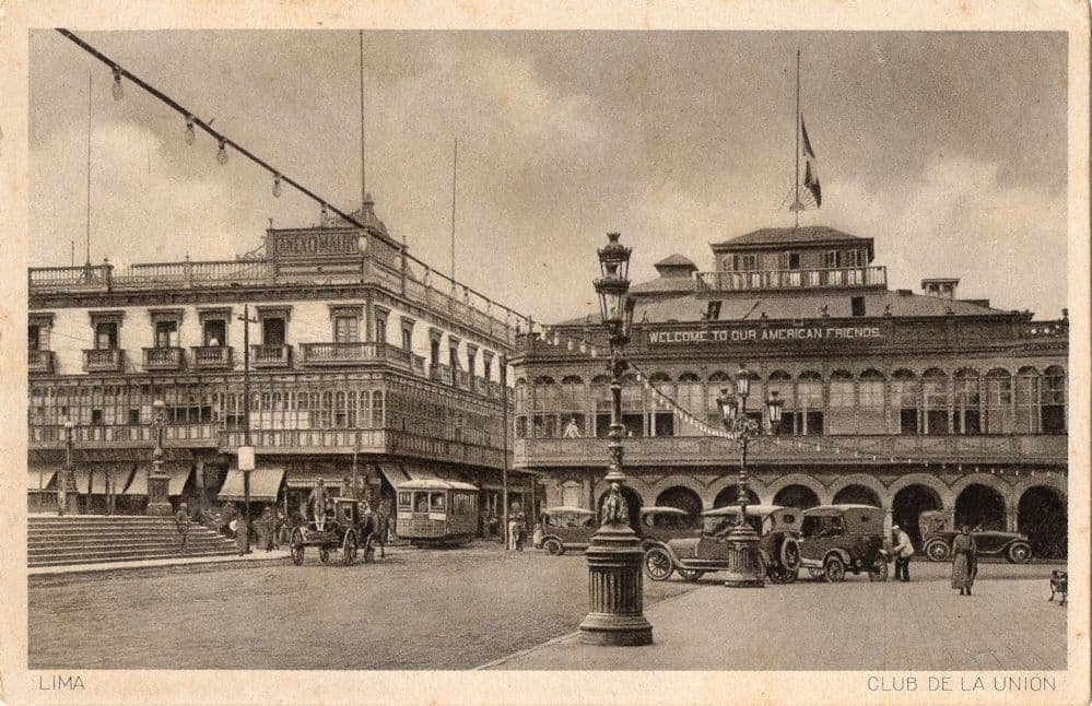 Lima Club De La Union Plaza de Armas Peru Old Postcard
