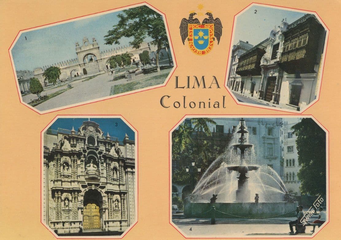 Lima Colonial Peru The Water Promenade 1960s Postcard