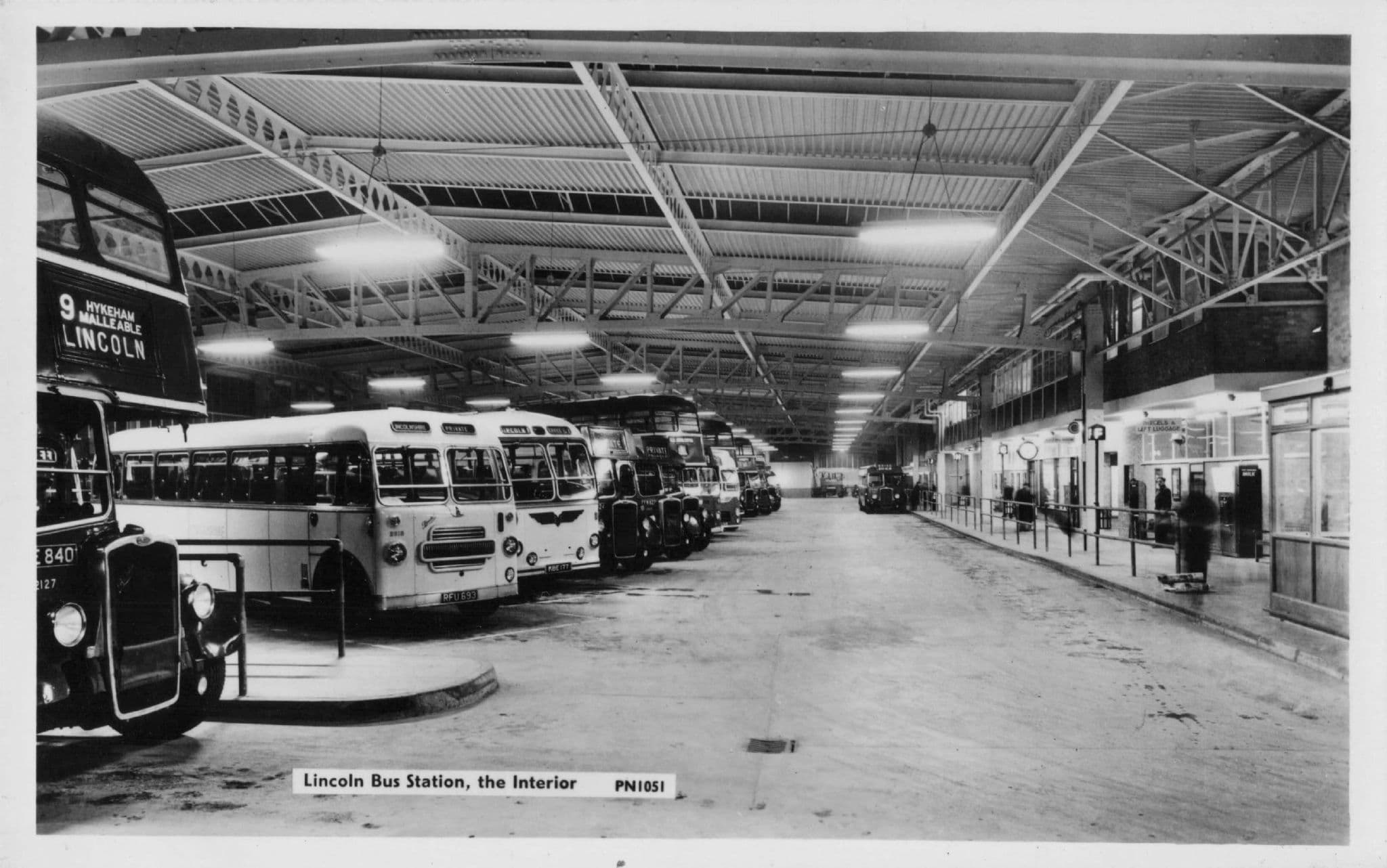 Lincoln Bus Station Interior Holidays Real Photo Transport Postcard