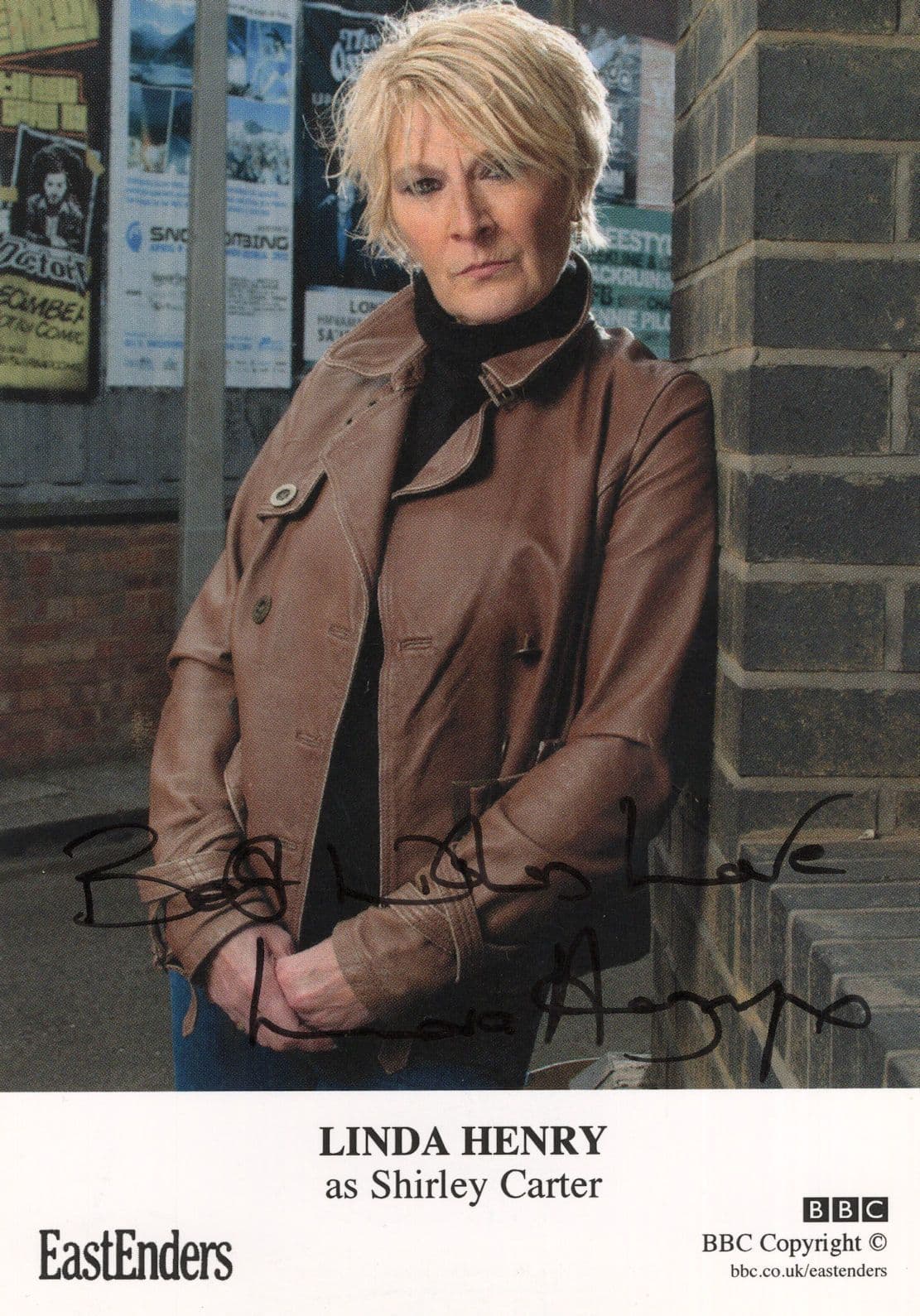 Linda Henry as Shirley Carter in Eastenders Hand Signed Cast Card Photo