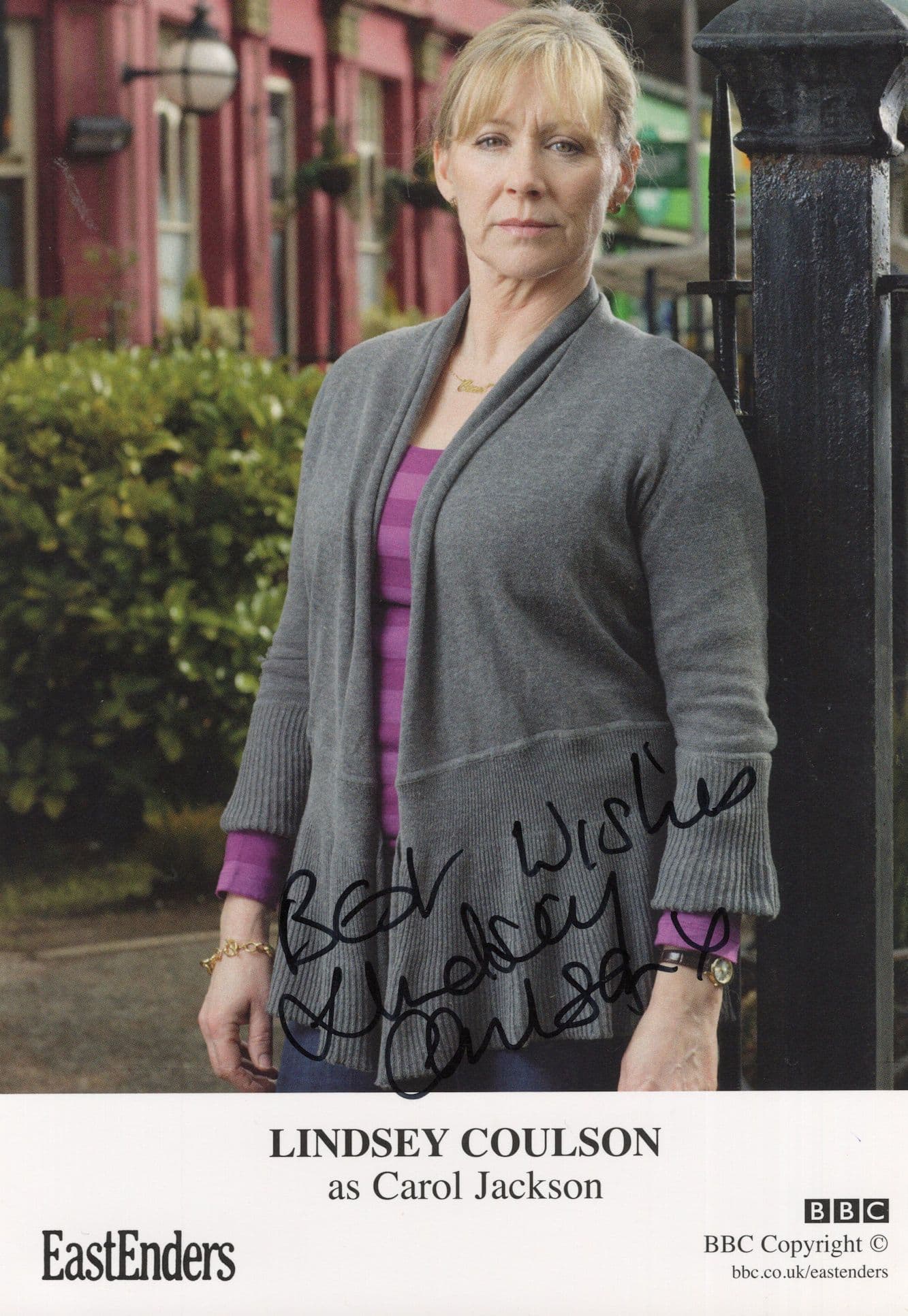 Lindsey Coulson as Carol Jackson Eastenders Hand Signed Cast Card Photo