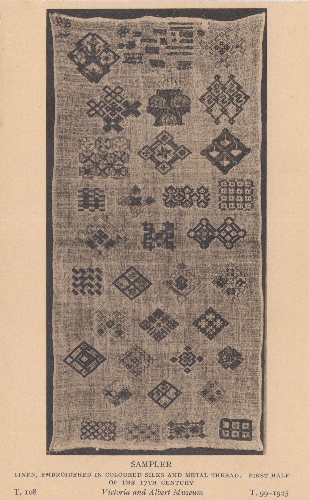 Linen Coloured Silks Metal Thread Antique Embroidery Postcard