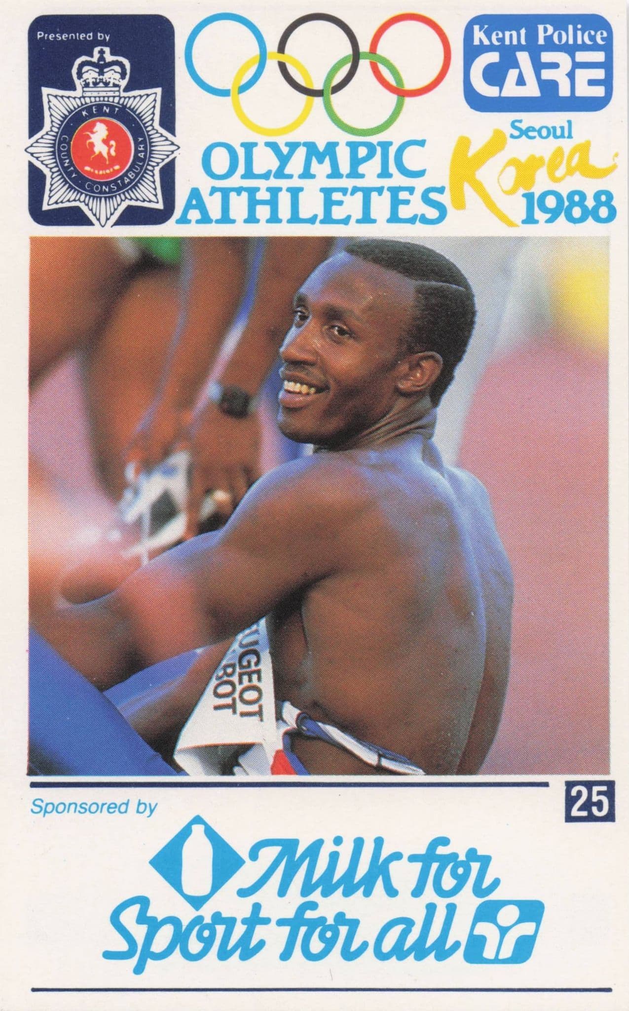 Linford Christie British GB Athlete Olympics 1988 Rare Police Trade Photo Card