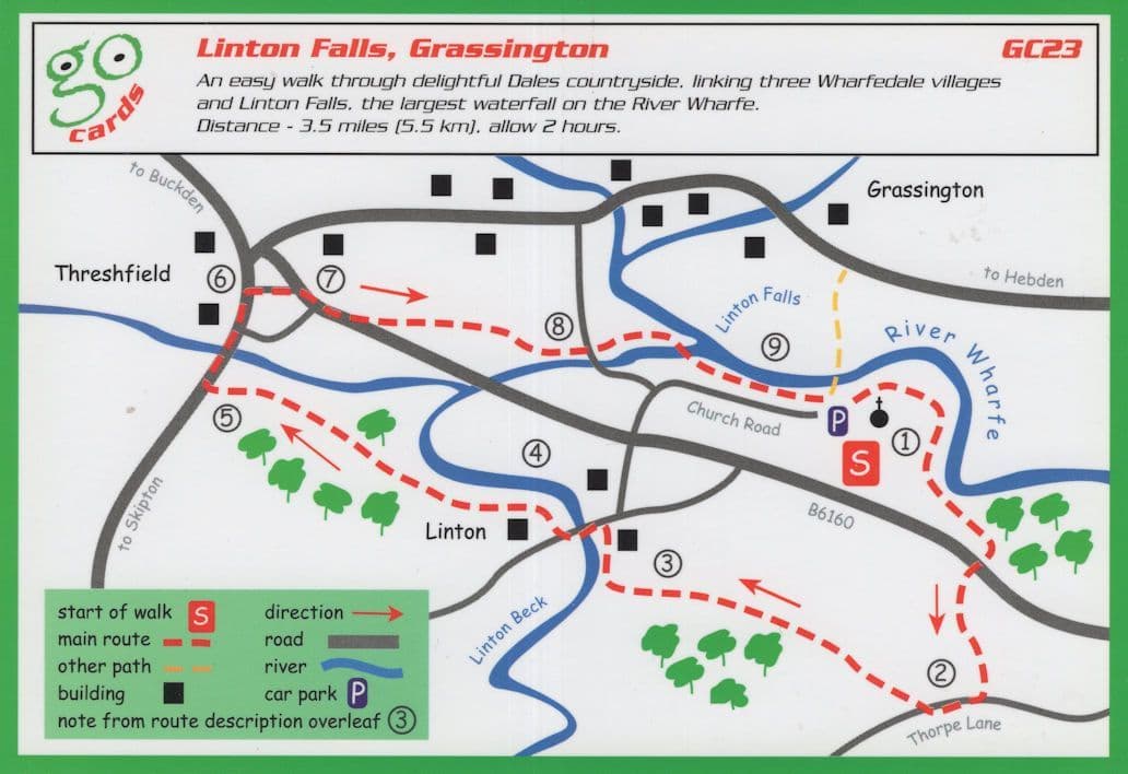 Linton Falls Grassington Walk Ramblers Rare Yorkshire Walking Card