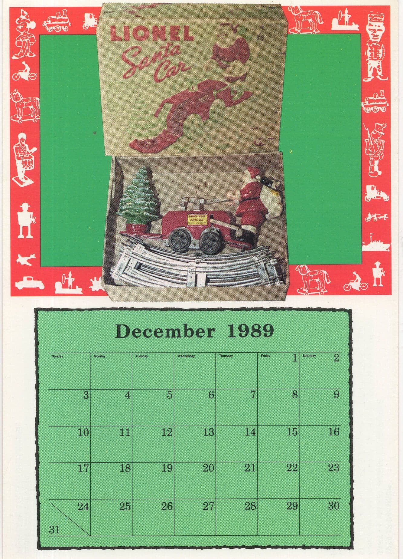 Lionel Toy Transport Santa Car Mickey Mouse Calendar Postcard