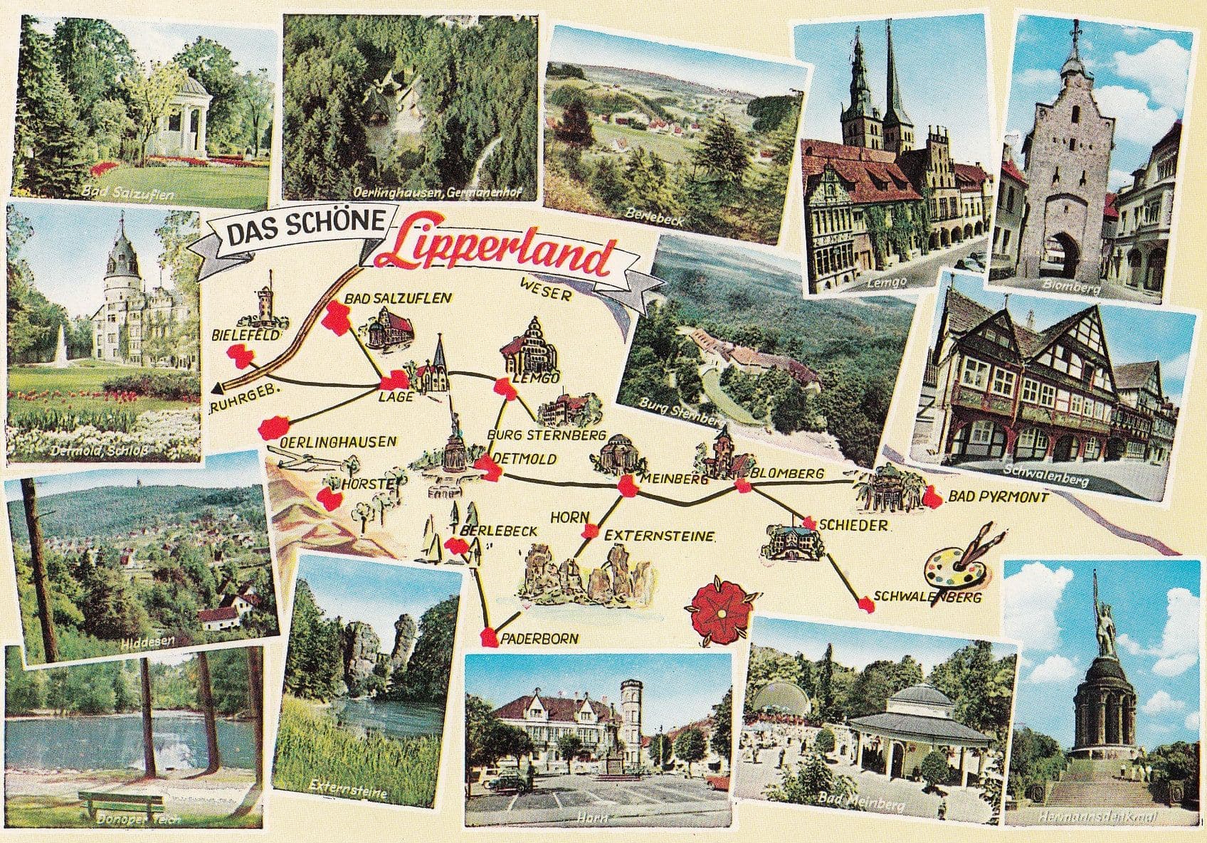 Lipperland Das Schone German Map Postcard