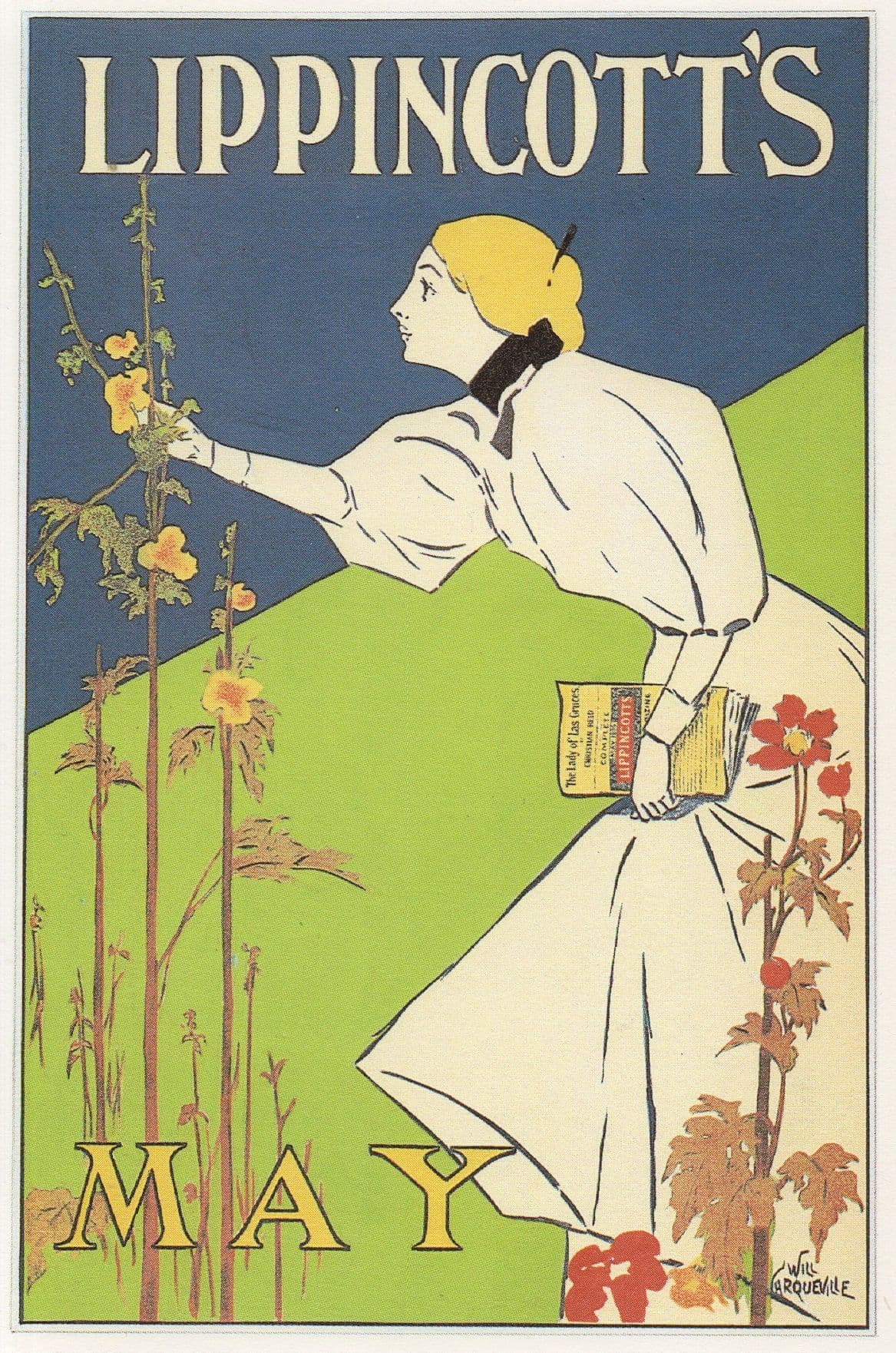 Lippincotts Victorian Book Magazine Poster May Advertising Postcard