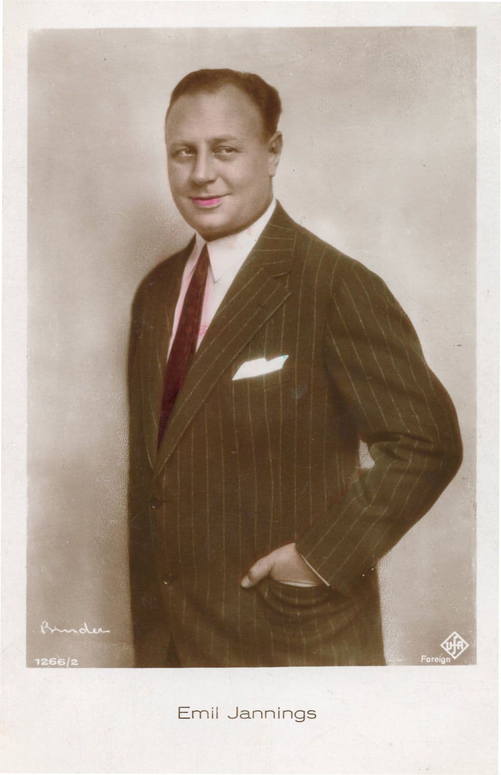 LIPS Emil Jannings Film Actor Hand Coloured Tinted Real Photo Postcard