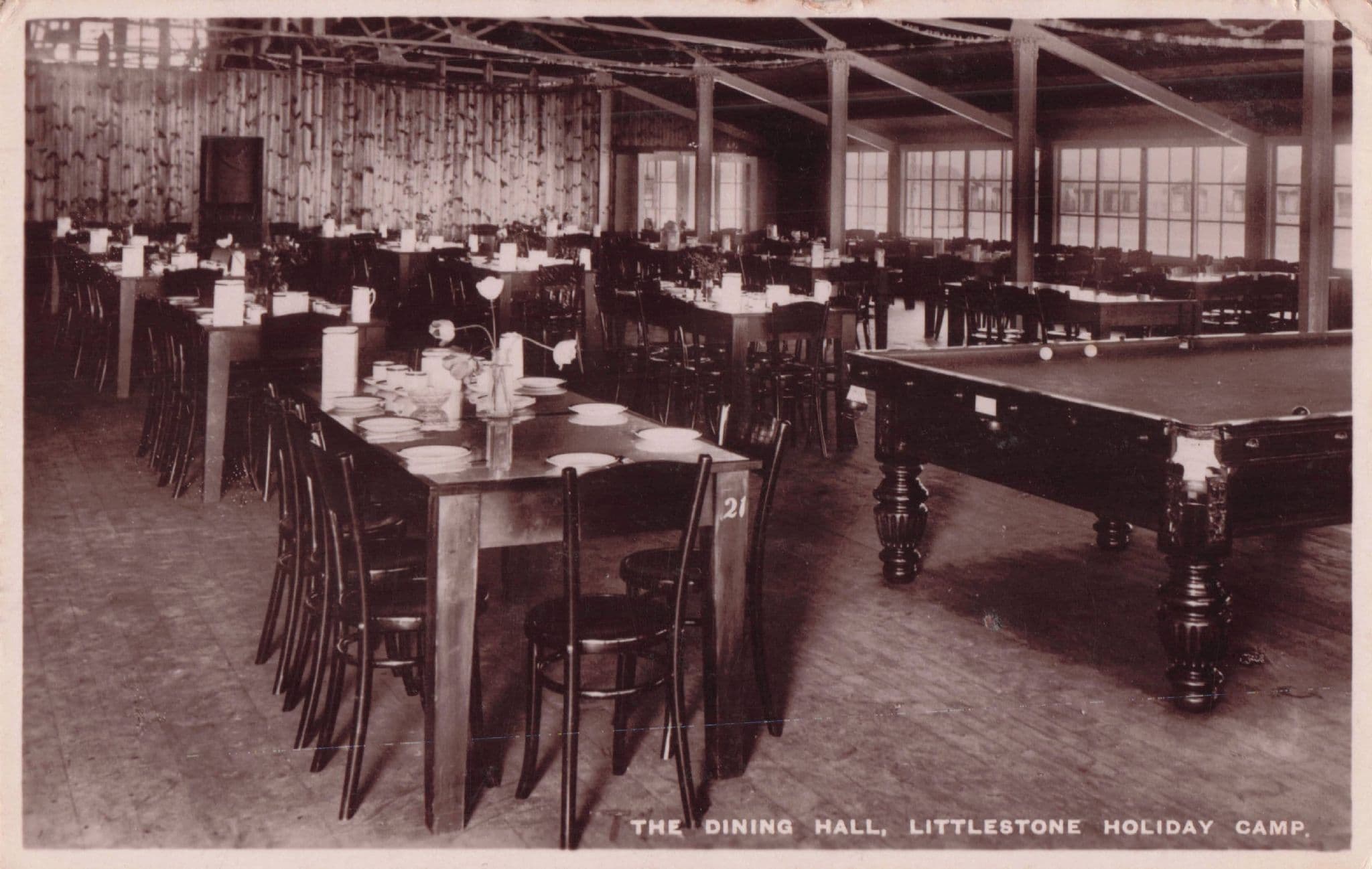 Littlestone Holiday Camp Billiard Snooker Dining Room Kent Old RPC Postcard