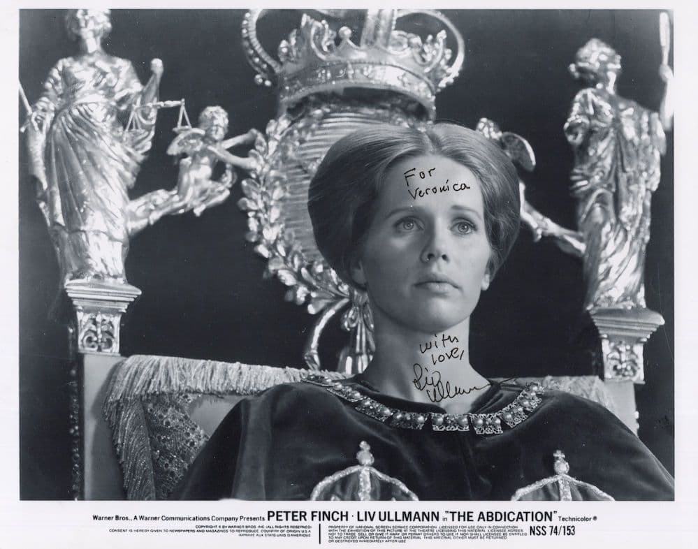 Liv Ullman in The Abdication Norwegian Actress 10x8 Hand Signed Photo