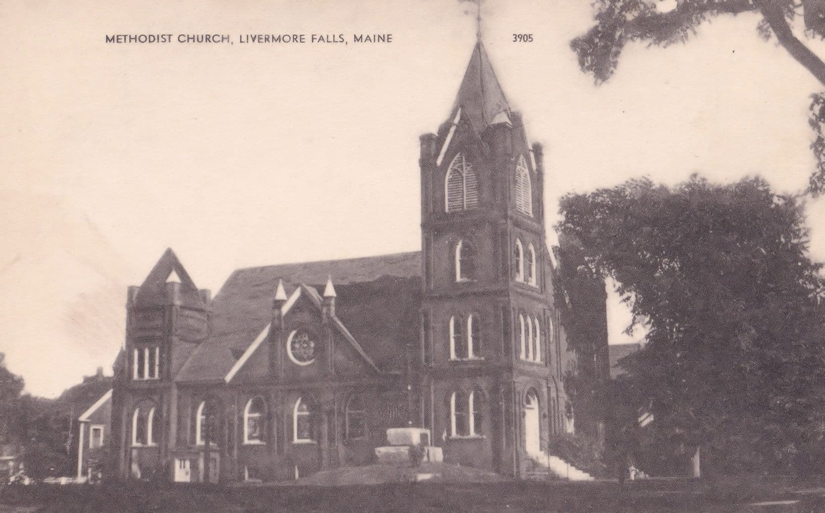 Livermore Falls ME Maine New Methodist Episcopal Church Old Postcard