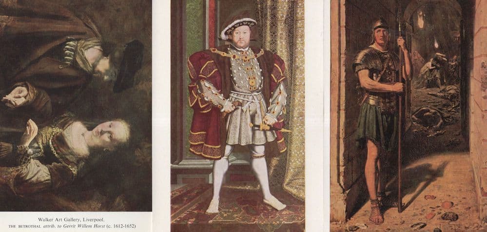 Liverpool Art Gallery Roman Soldier Henry 8th 3x Painting Postcard s