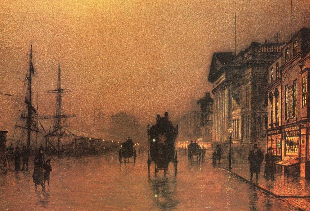 Liverpool Docks by Moonlight 1600s Medici Painting Postcard