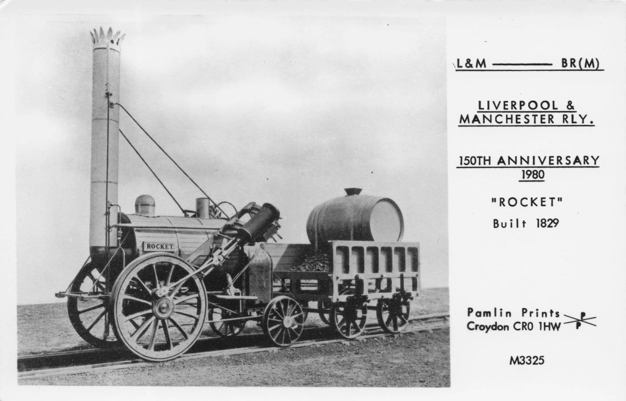 Liverpool & Manchester Rocket Victorian 1829 Old Train Pamlin Prints Railway RPC Postcard
