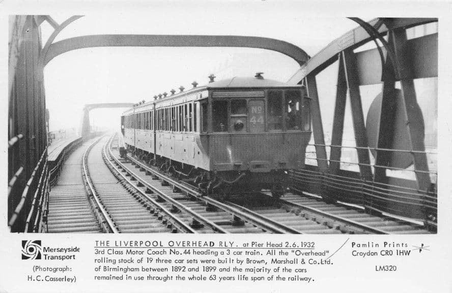 Liverpool Old Overhead Train Pier Head 1932 Pamlin Prints Railway RPC Postcard