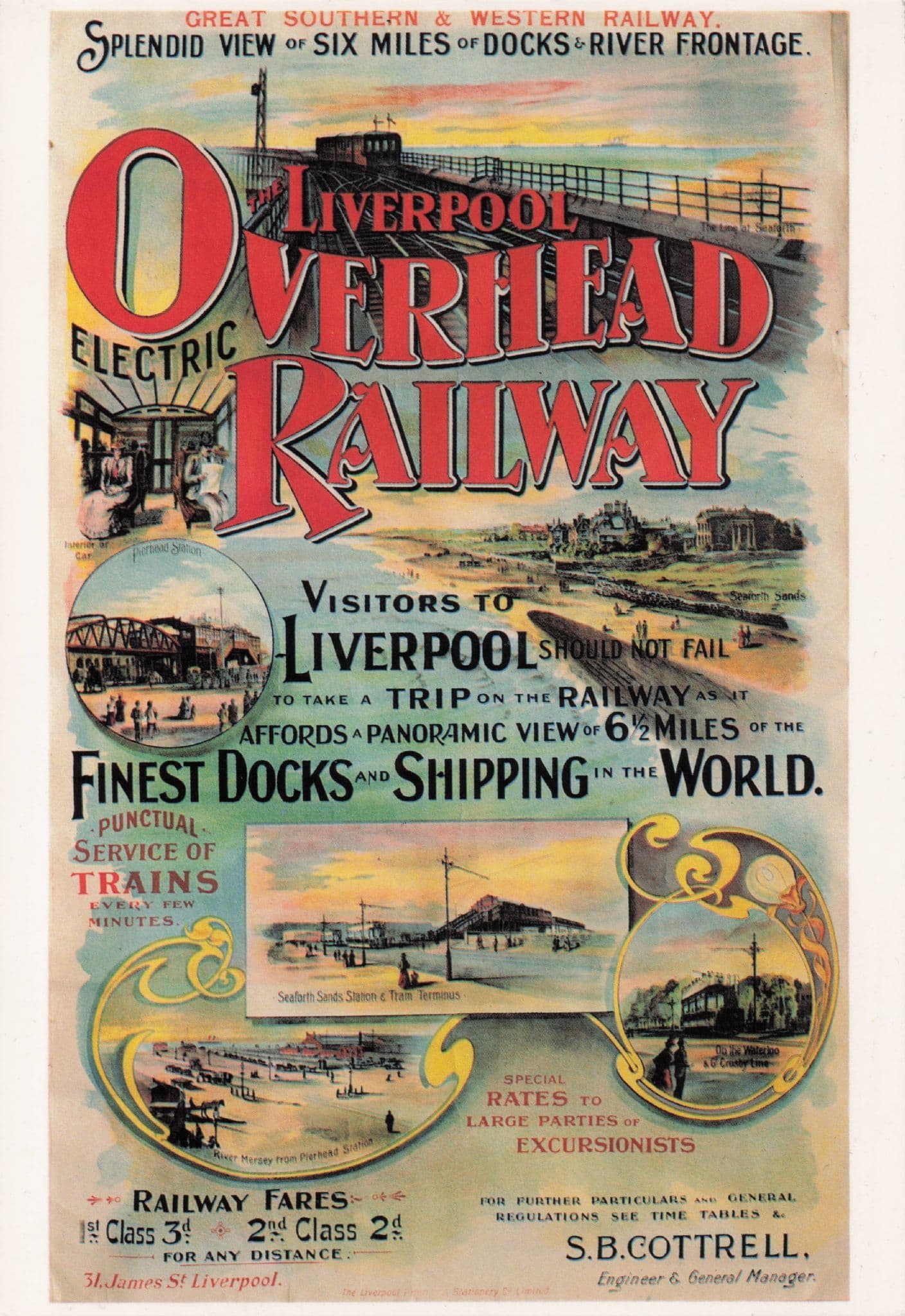 Liverpool Overhead Railway Train Docks Travel Poster Advertising Postcard