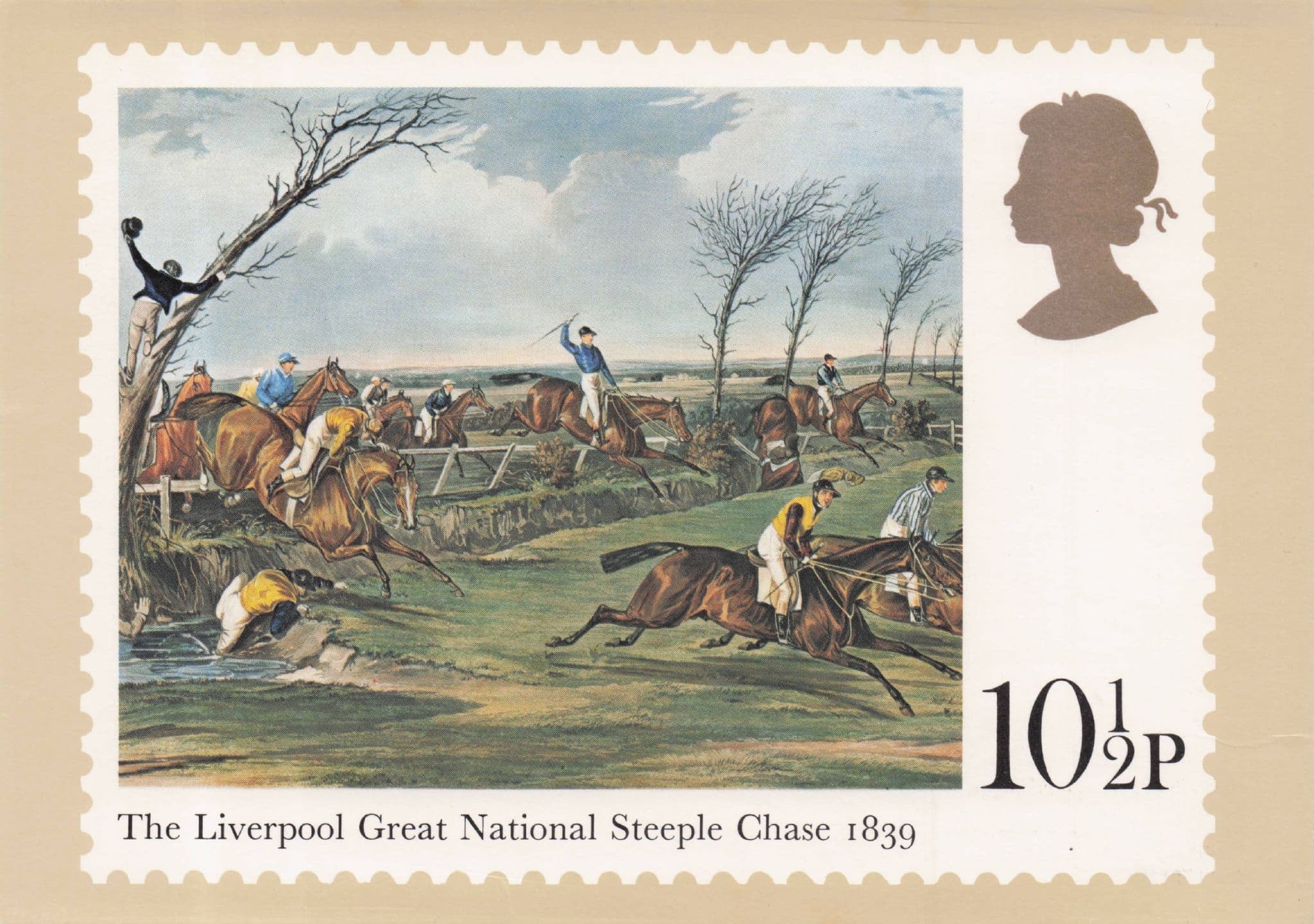 Liverpool Victorian Great National Steeple Chase Painting Postcard