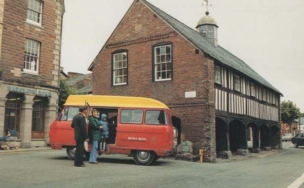 Llangurig Royal Mail Van Postman in Post Bus Wales Llanidloes Welsh Postcard