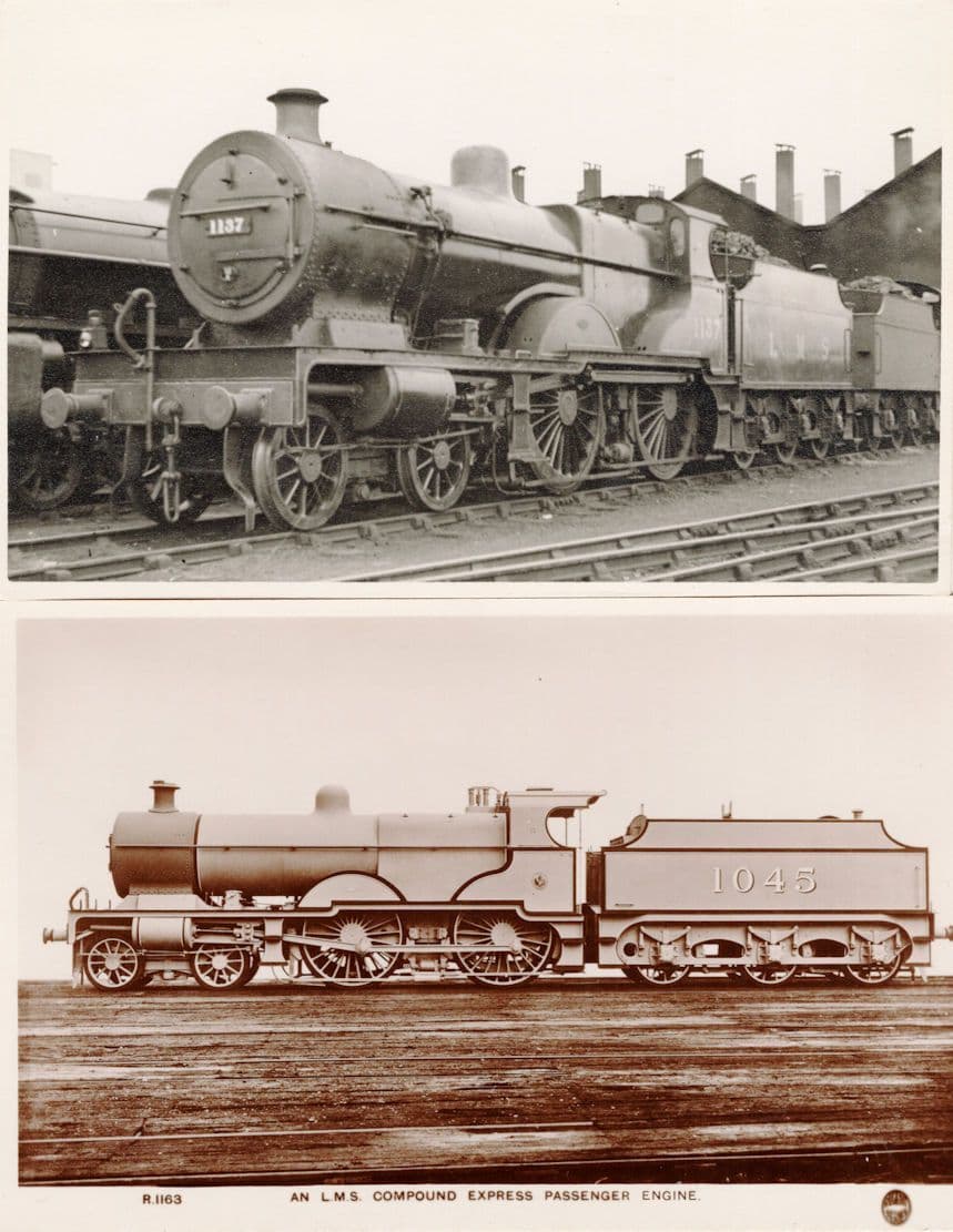 LMS 1045 & 1137 Train 2x Antique Railway Compound Engine Postcard s