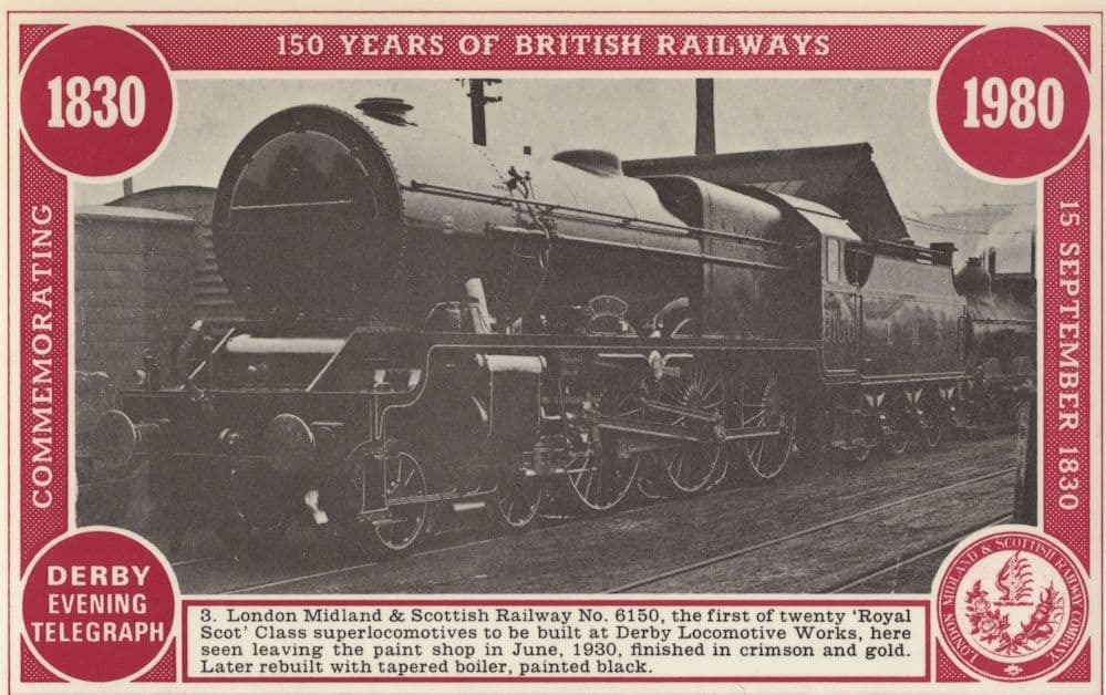 LMS Railway 6150 Derby Train Locomotive Works Station Postcard