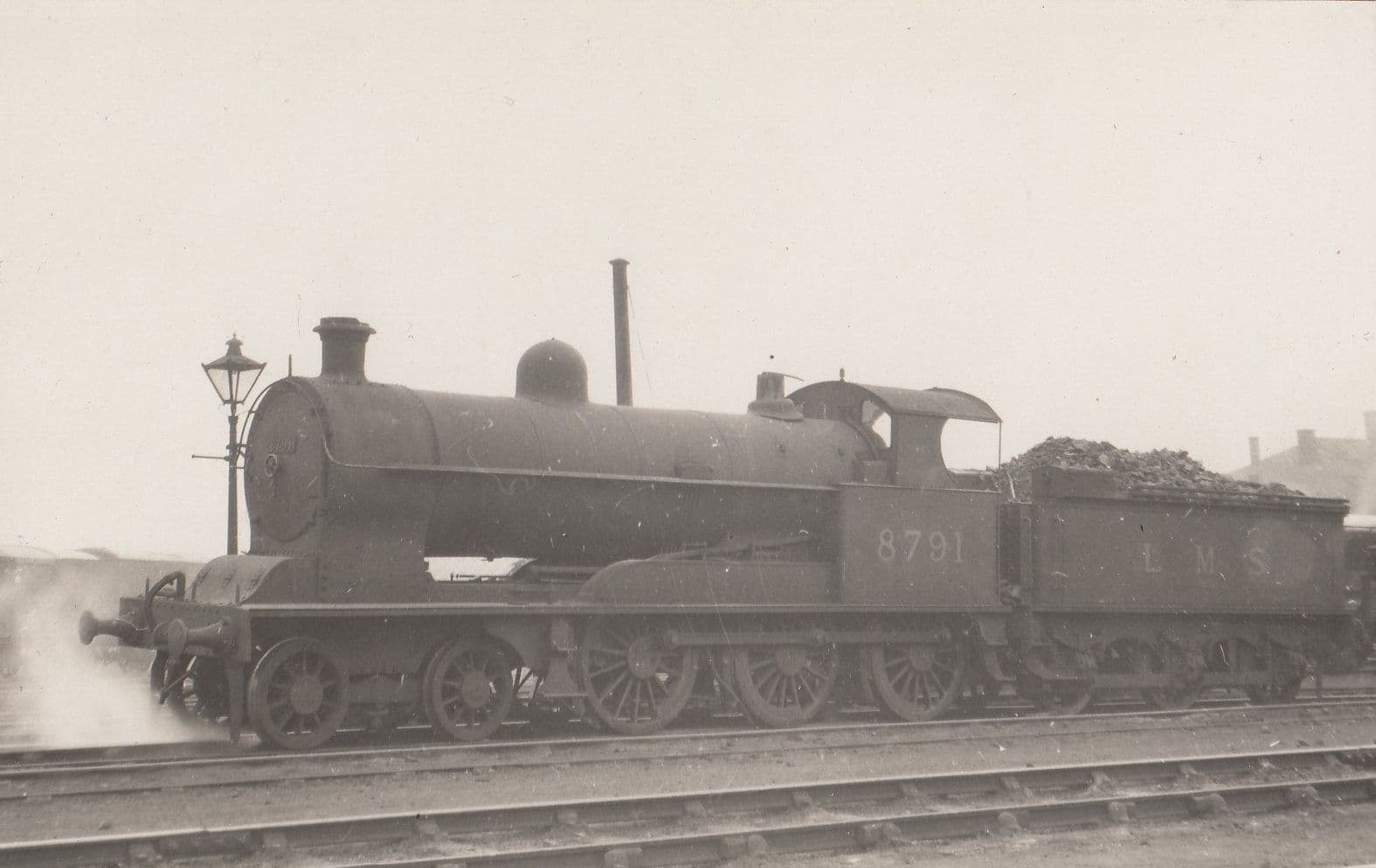 LMS Railway 8791 19th Jones Goods Class 4-6-0 Train Real Photo Postcard