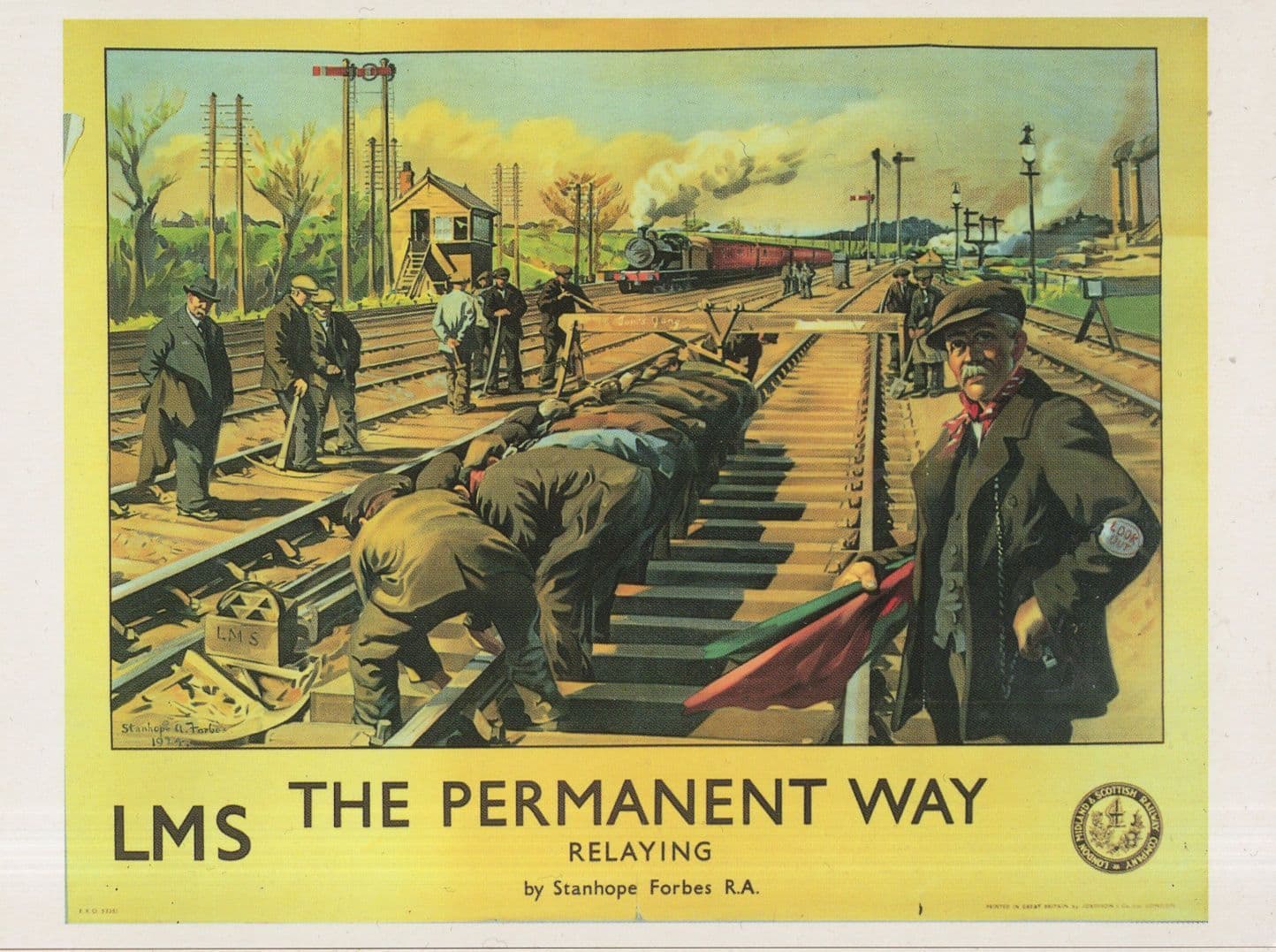 LMS Railway Building Train Track Lines in 1920s Poster Postcard
