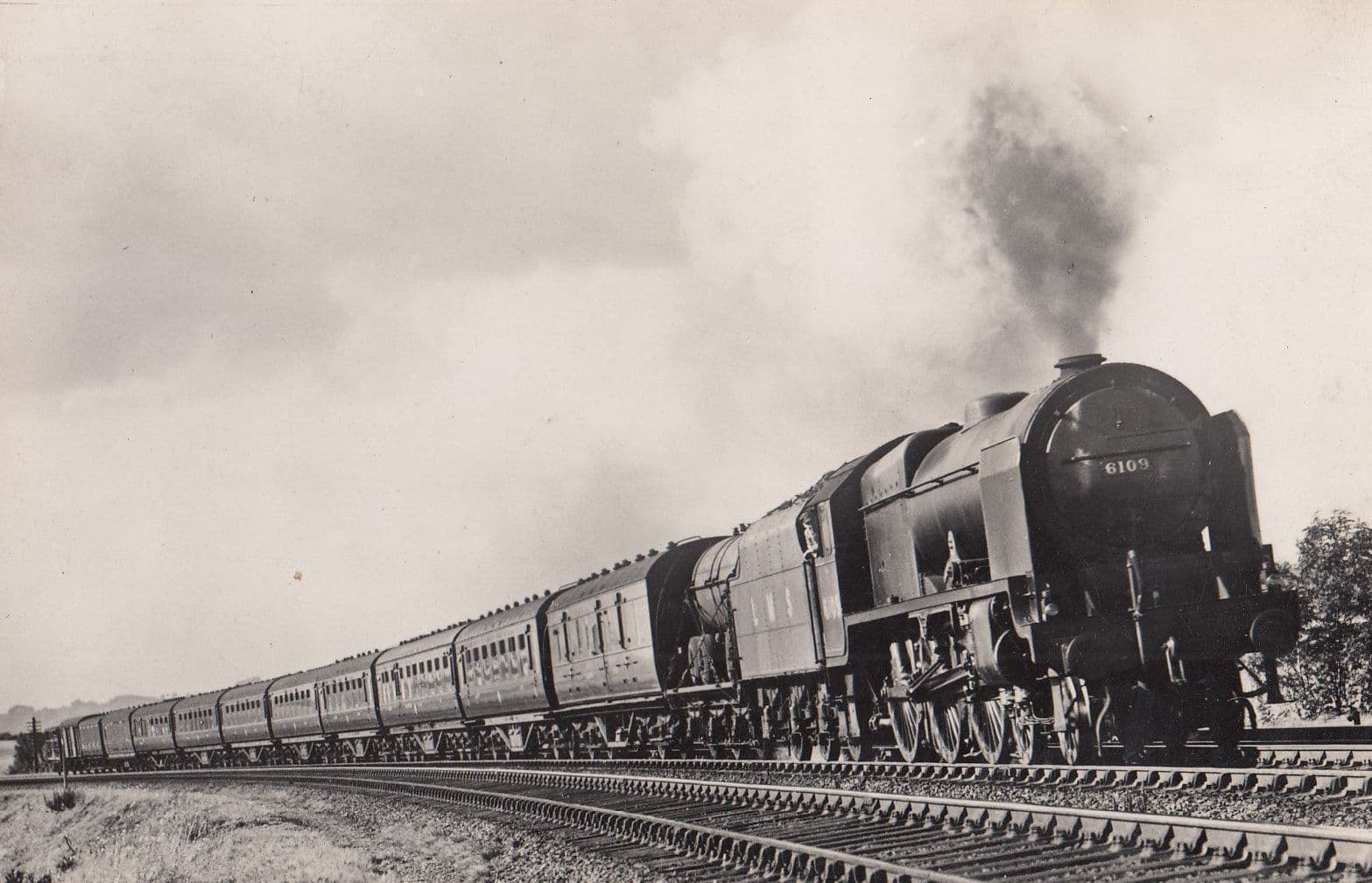 LMS Railway Scottish Express Climbing Shap 6109 Train RPC Postcard