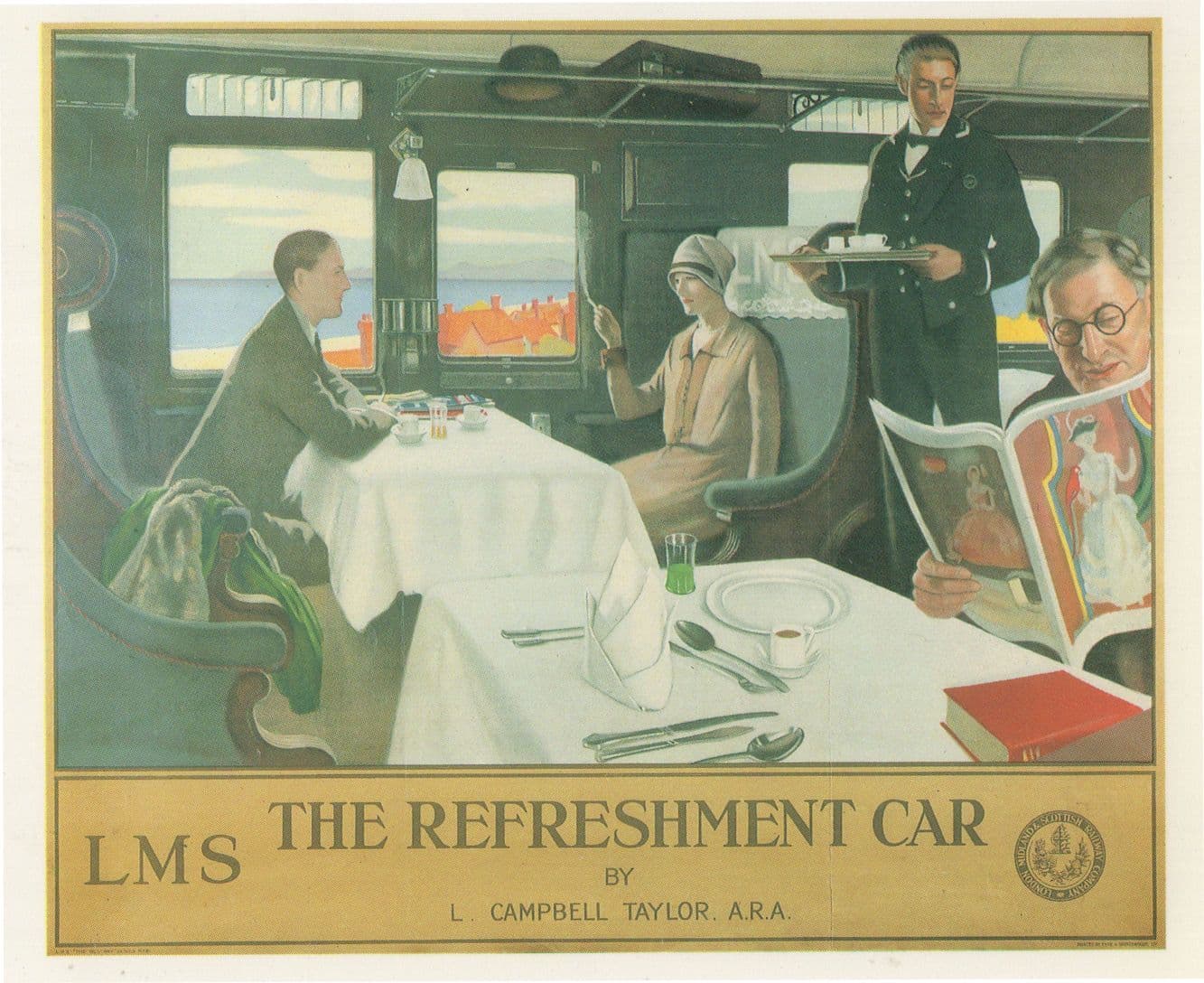 LMS Railway The Refreshment Buffet Car Poster Advertising Postcard