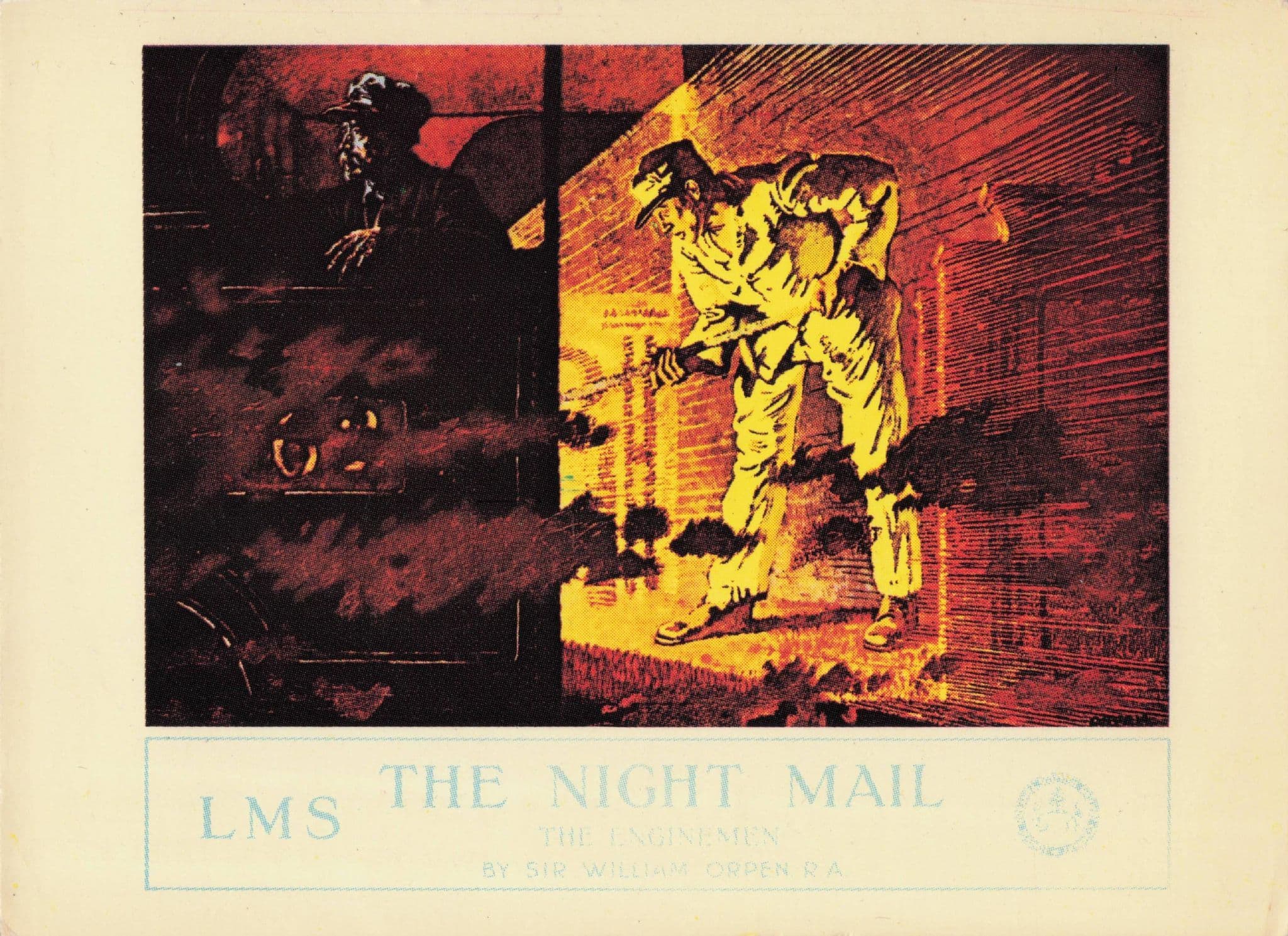 LMS Railways Night Workers Mining Train Poster Postcard