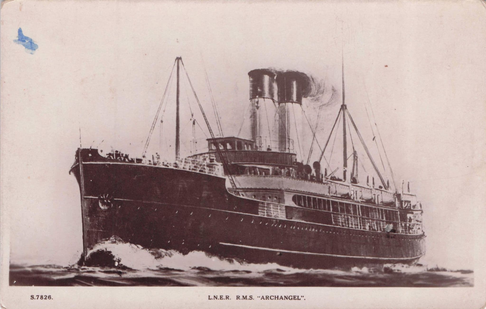 LNER Archangel Ship Antique Real Photo Rare Postcard