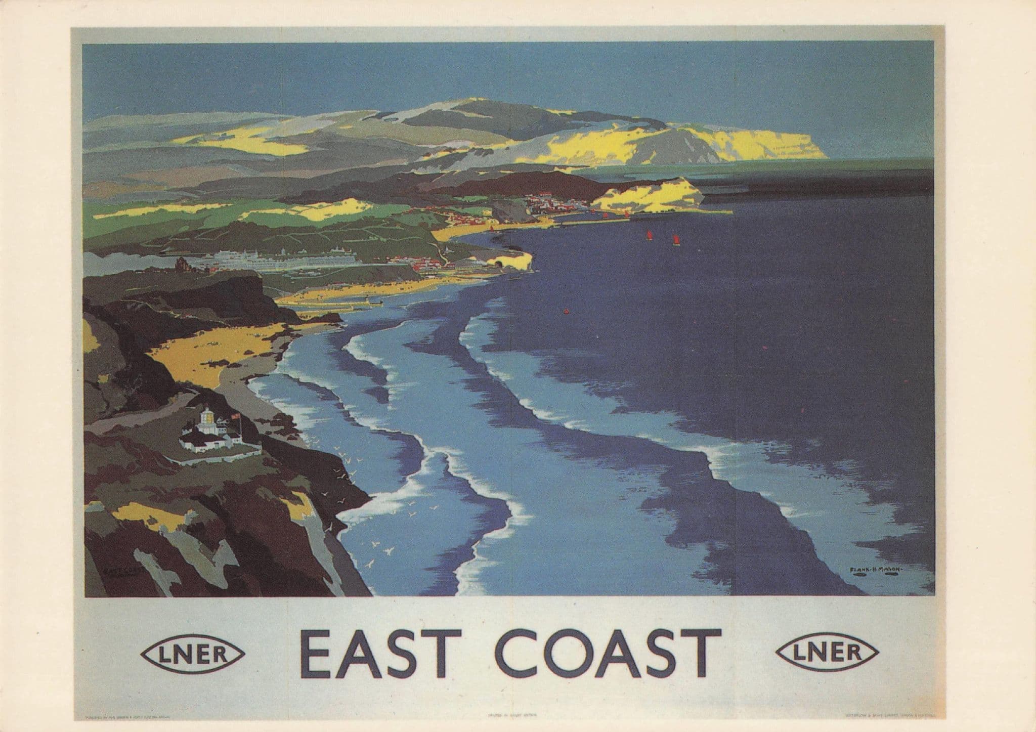 LNER Travel To East Coast By Railway Poster Transport Postcard