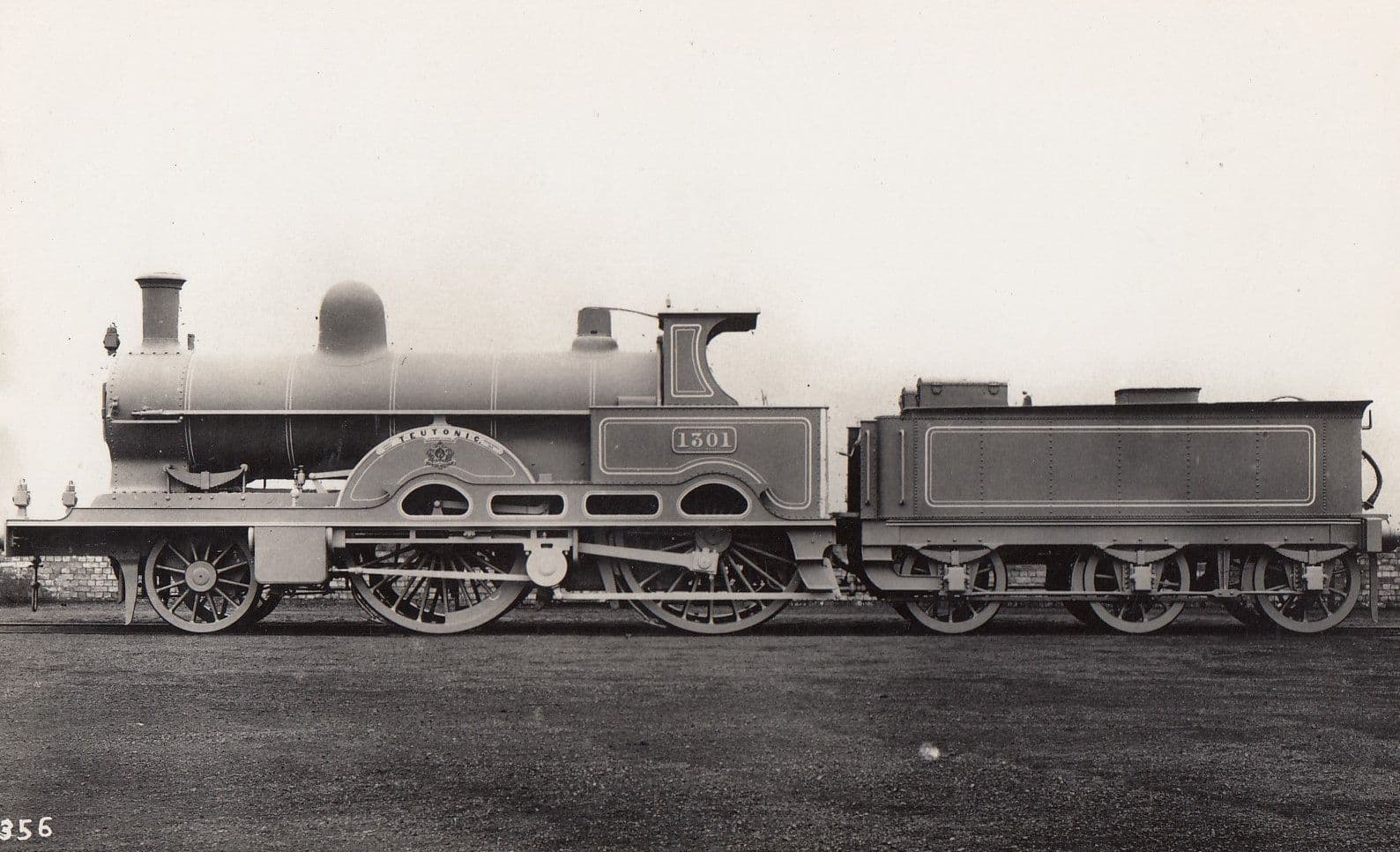 LNWR Teutonic FW Webb 1301 Class 2-2-2-0 Train Antique Real Photo Postcard