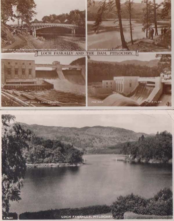 Loch Faskally Pitlochrie Scotland 2x Vintage Real Photo Postcard s