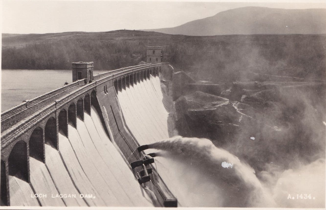 Loch Laggan Dam Scotland Real Photo Postcard