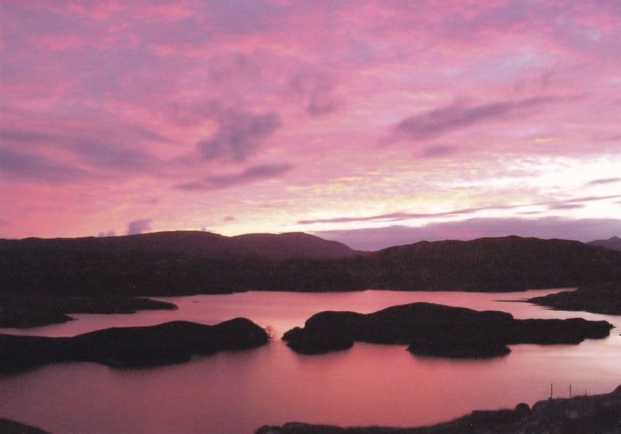 Loch Plocropol Outer Hebrides Purple Evening Sunset Postcard