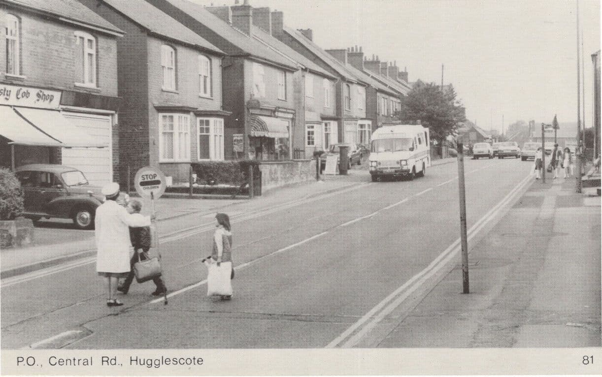 Lollipop Lady Children Crossing Road at Hugglescote Leicester Postcard
