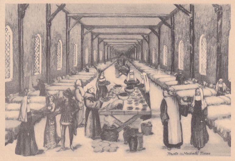 London Bartholomew Hospital Medieval Times Nuns Painting Postcard