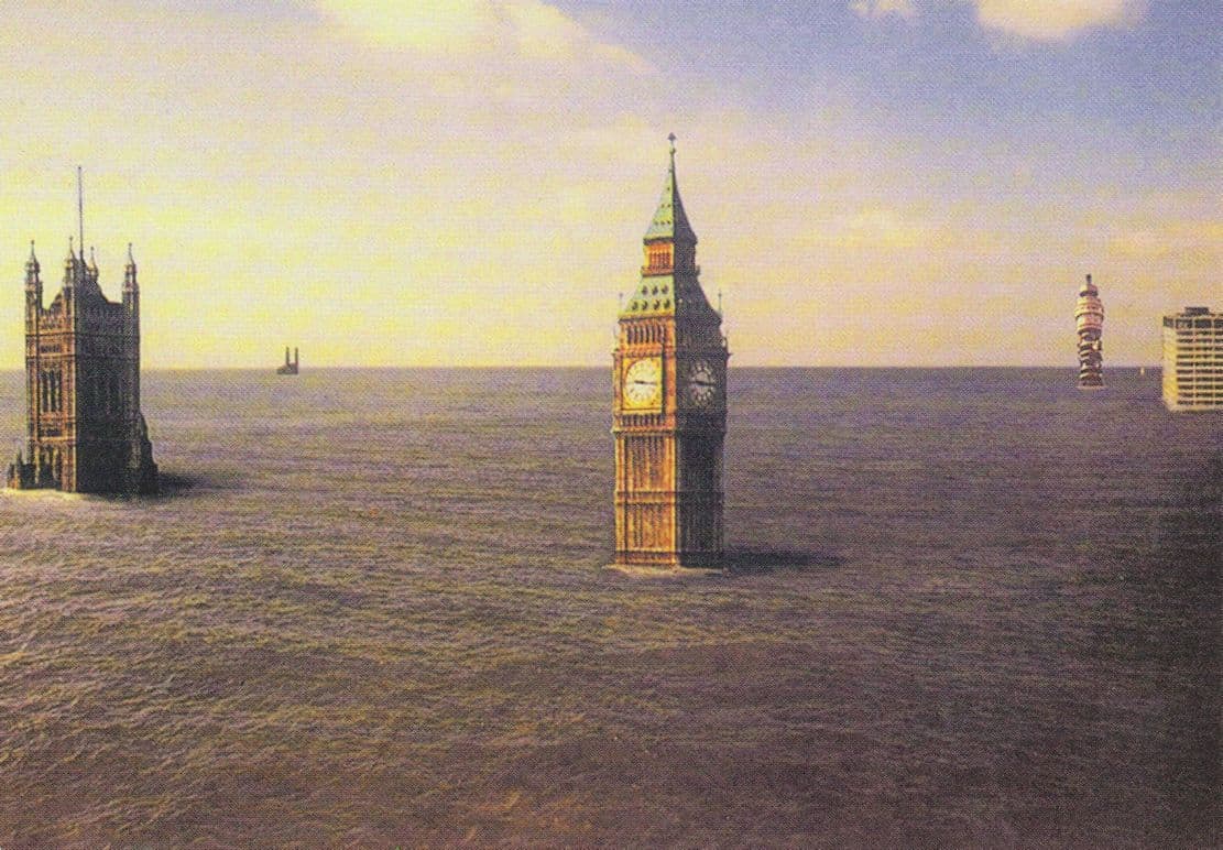 London Big Ben Clock Sinking Disaster Comic Postcard