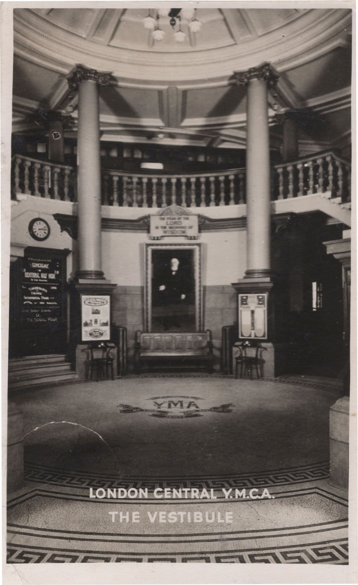 London Central YMCA Hotel The Vestibule Old Real Photo Postcard