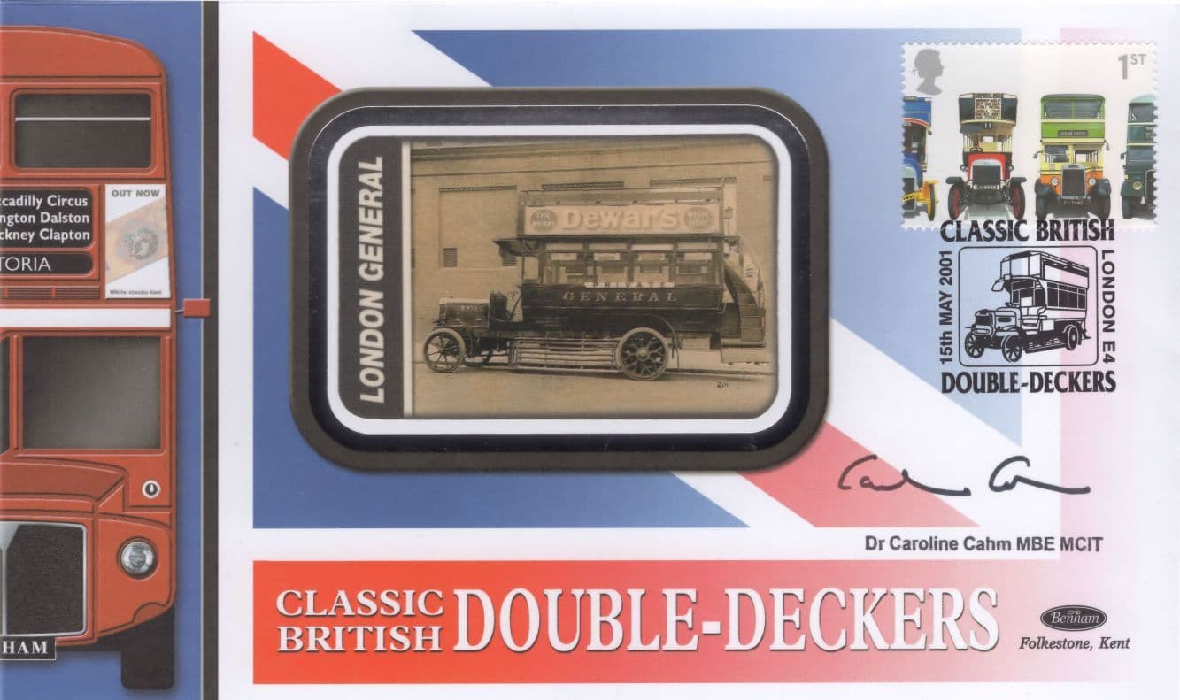 London Double Decker Bus Transport Dr Caroline Cahm Hand Signed FDC