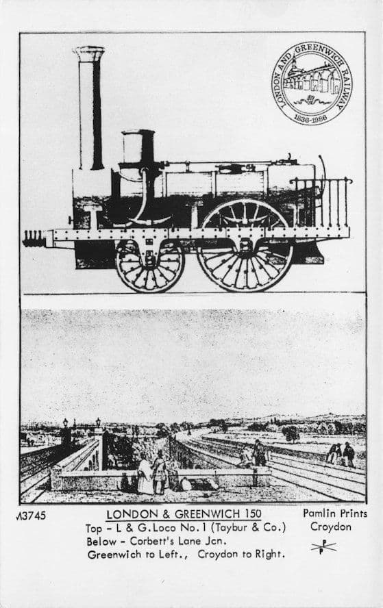 London & Greenwich Railway Corbett's Lane Train Pamlin Prints Railway RPC Postcard