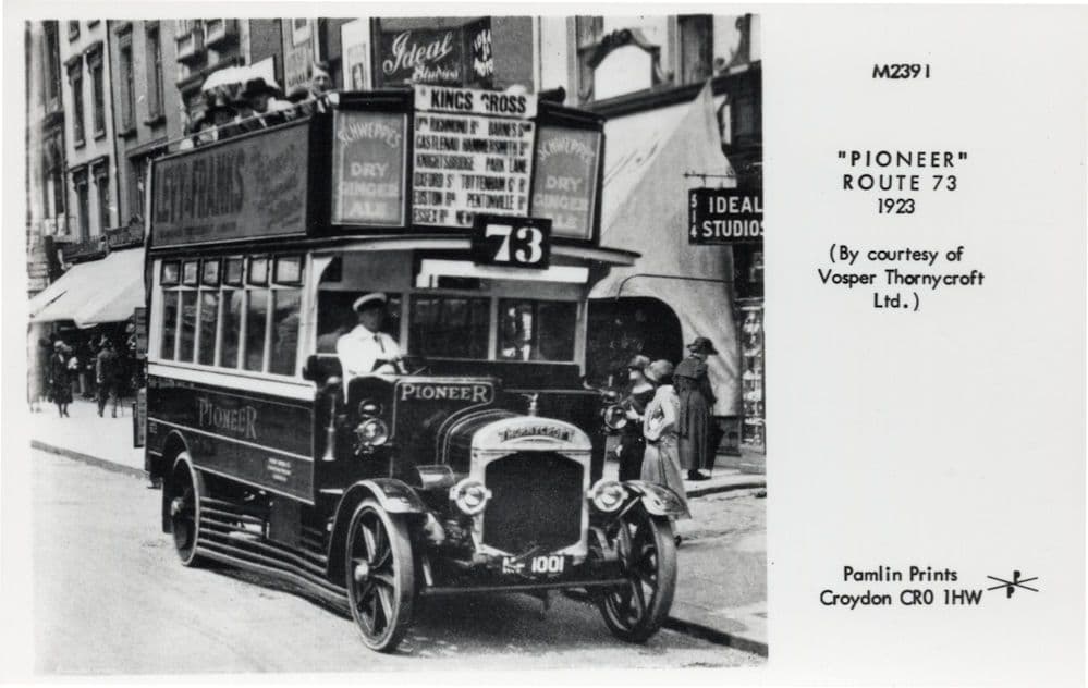 London Kings Cross No 73 Bus Tram in 1923 Photo Postcard
